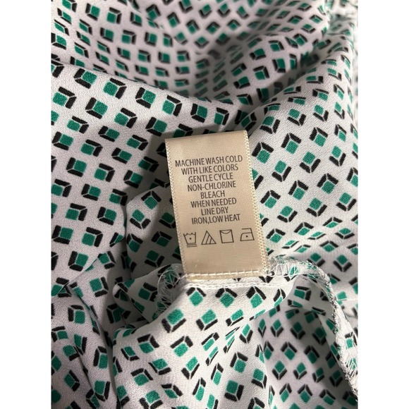 Max Studio Womens Green White Geometric Faux Wrap V-Neck Sleeveless Blouse Top S - Picture 9 of 12